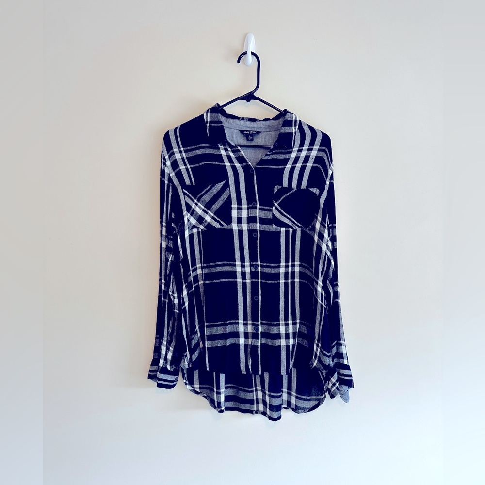 Lucky Brand- Women’s Blue Plaid Button-Up Shirt